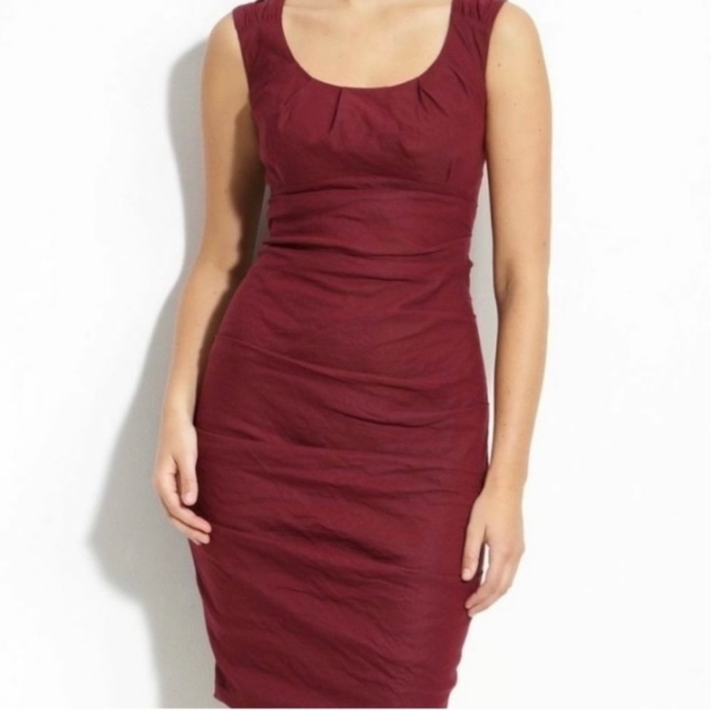 Eileen Fisher NWT Ruched Sleeveless Sheath Dress Cranberry